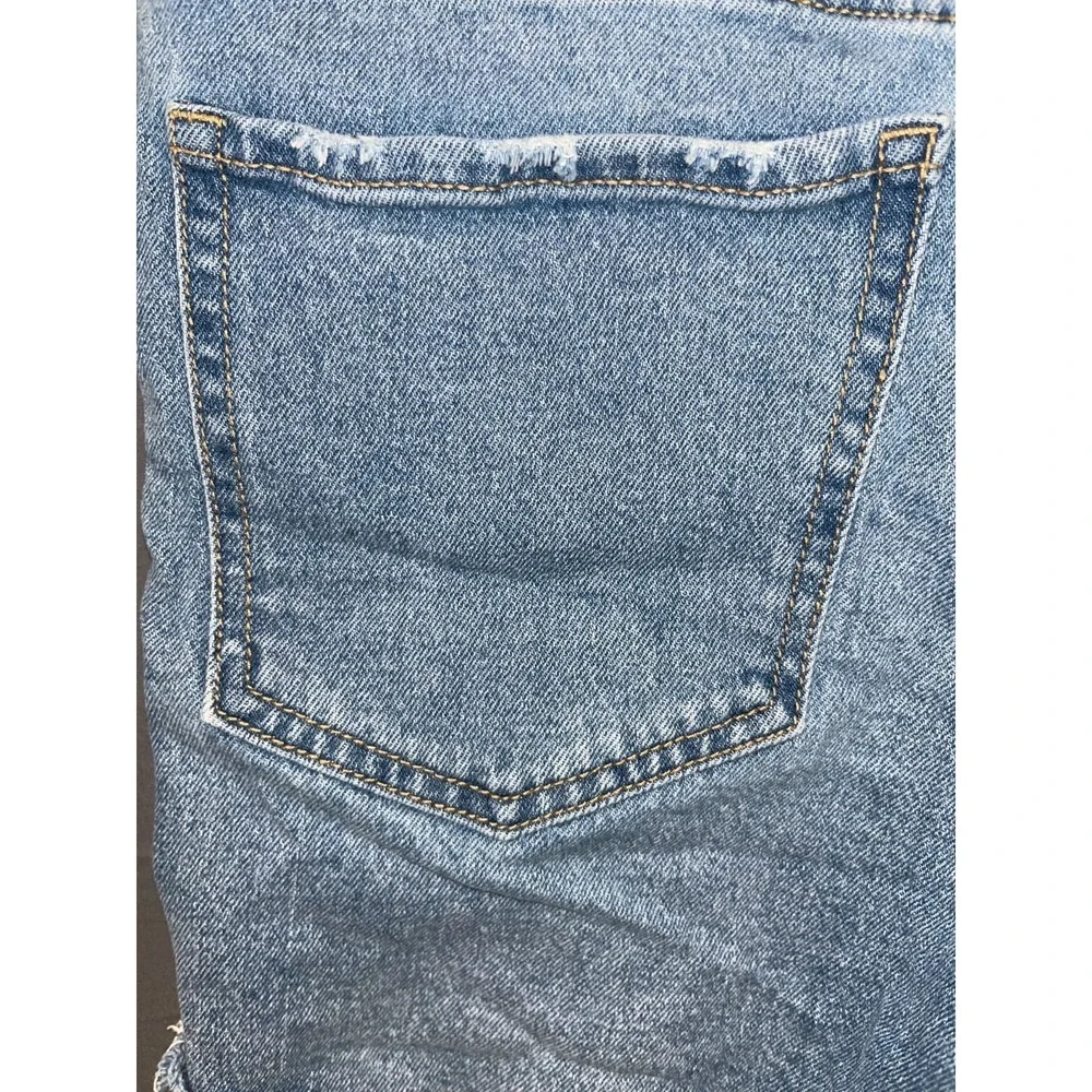 Old Navy OG Straight Cut Off Shorts Girls 2 Blue Denim Cotton Stretch Distressed